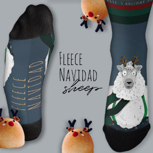 Calcetines “Fleece Navidad” Oveja Divertida Fiesta Azul Gris