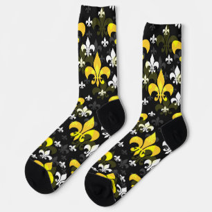 Calcetines Fleur Blanco Amarillo De Lis