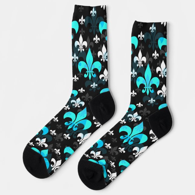 Calcetines Flor blanca azul de Lis (Izquierda)