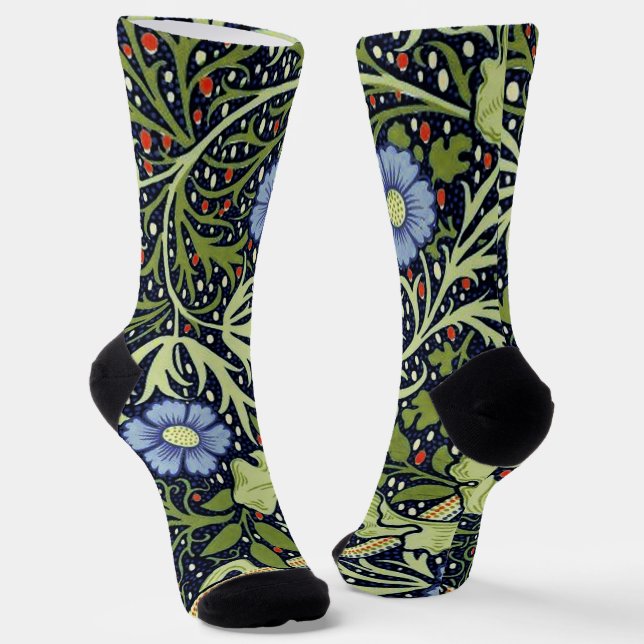 Calcetines Flor de antigüedades de William Morris Seaweed (Angular)