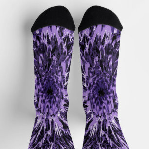 Calcetines Flor de Dalia Negra y Morada