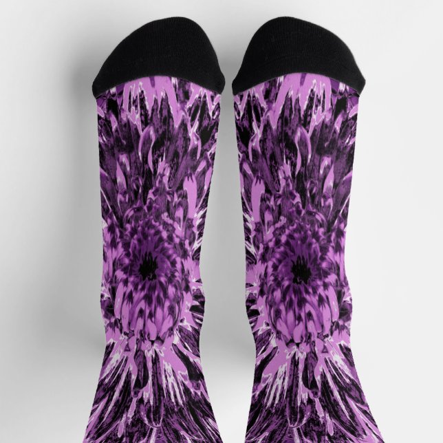 Calcetines Flor de Dalia Negra y Rosa (Arriba)