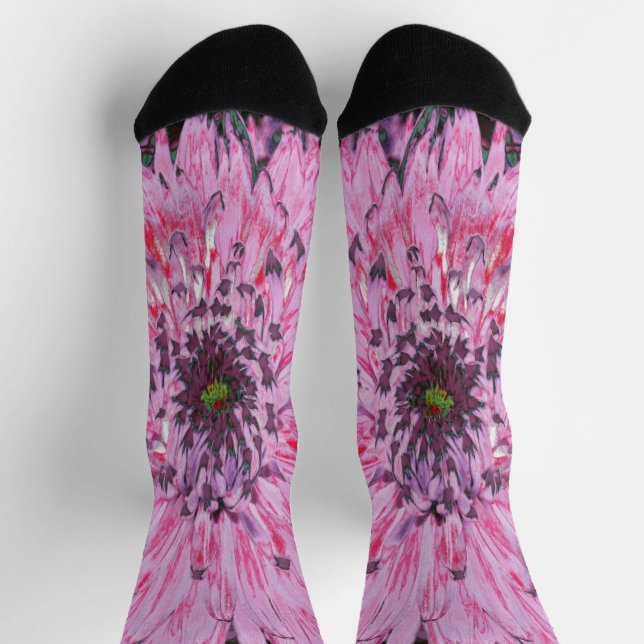 Calcetines Flor de Dalia Rosa y Roja (Arriba)