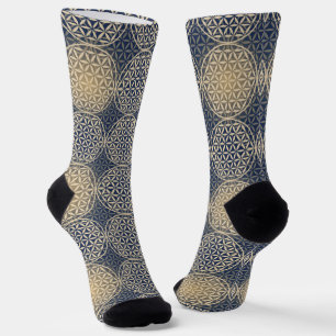 Calcetines FLOR DE LA VIDA - patrón de arena azul