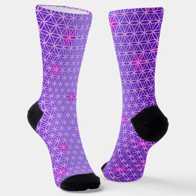 Calcetines FLOR DE LA VIDA - patrón rosa magenta (Angular)