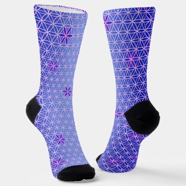 Calcetines FLOR DE LA VIDA - patrón rosa violeta (Angular)