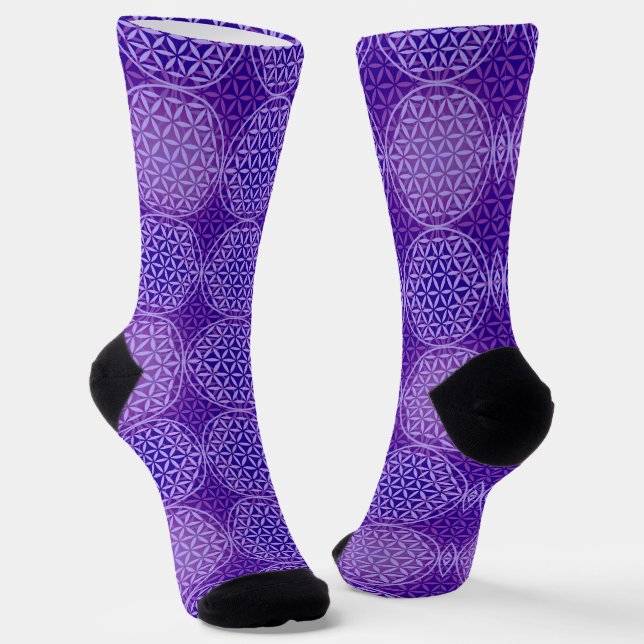Calcetines FLOR DE LA VIDA - patrón violeta lila (Angular)