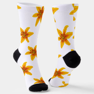 Calcetines Flor de lirio amarilla pixelada