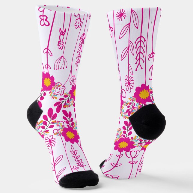 Calcetines Flor diseñada colorida (Angular)