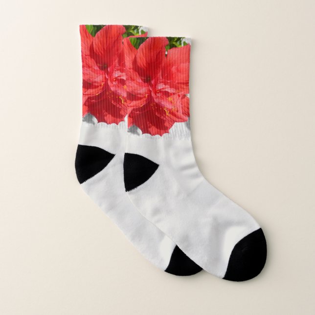 Calcetines Flor doble roja hibiscus (Par)