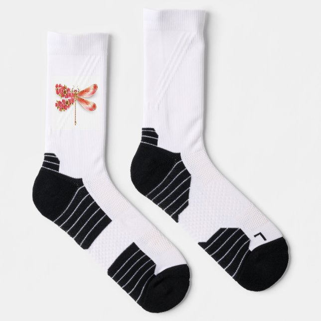 Calcetines Flor libélula con sakura de joyas (Derecha)