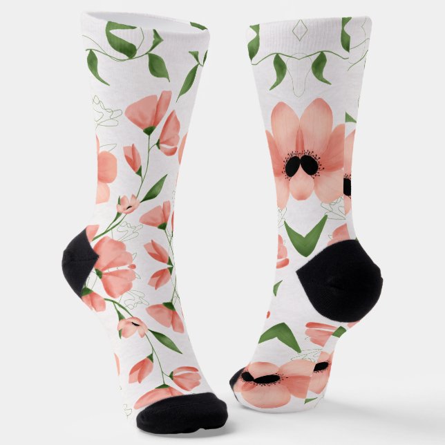 Calcetines Flor Personalizable Rosa Moderna (Angular)