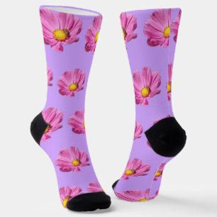 Calcetines Flor Rosa Vibrante Con Una Abeja En Un Día De Vera