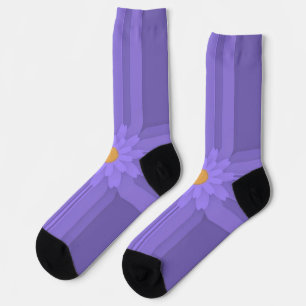 Calcetines Flor simple morada en cruz moderna