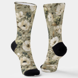 Calcetines Flor Verde Sabrosa Y Crema