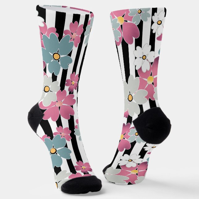 Calcetines Floral, a rayas (Angular)