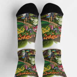 Calcetines Floral Amarillo Rosa