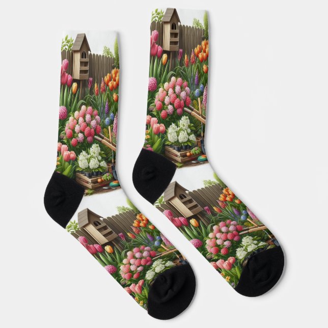Calcetines Floral Amarillo Rosa  (Derecha)