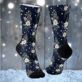 Calcetines Floral azul de la Marina Elegante
