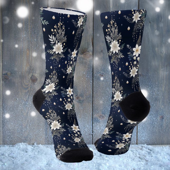 Calcetines Floral azul de la Marina Elegante (Subido por el creador)