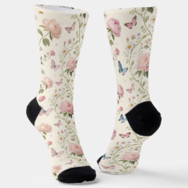 Calcetines Floral Butterfly Watercolor Socks