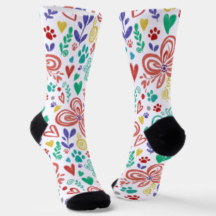Calcetines Floral Caprichoso y Huella de Pata