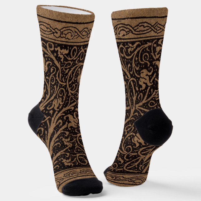 Calcetines Floral de cuero marrón Art Nouveau (Angular)