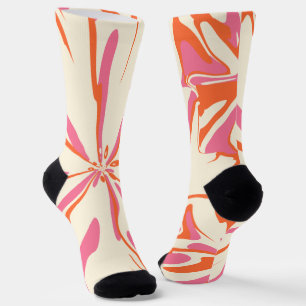 Calcetines Floral de fantasía - rosa, Naranja y crema