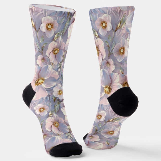 Calcetines Floral dulce azul-gris (Angular)