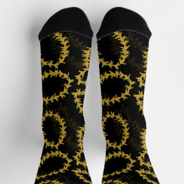 Calcetines Floral hawaiana Lei Garland pateada negra