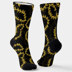 Calcetines Floral hawaiana Lei Garland pateada negra