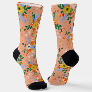 Calcetines Floral Invernal Caprichosa Rosa Claro Navidad