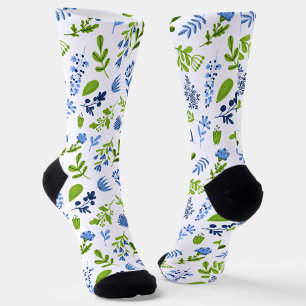 Calcetines Floral primaveral azul y verde