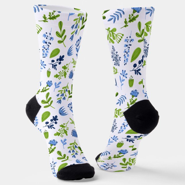 Calcetines Floral primaveral azul y verde (Subido por el creador)