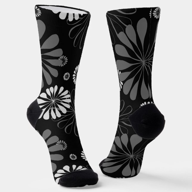Calcetines Floral retro en blanco y negro (Angular)