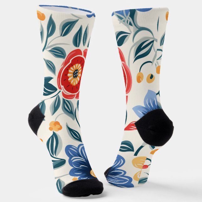 Calcetines florales con rojo intenso (Angular)