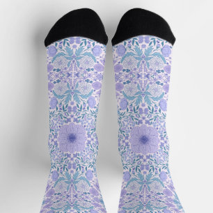 Calcetines Florales de jardín retro en azul y violeta