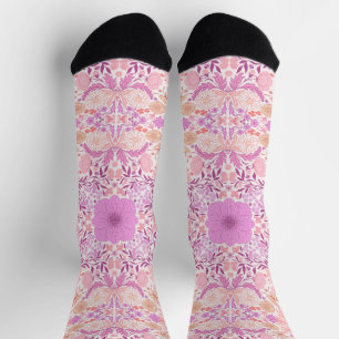 Calcetines Florales de jardín retro en rosa