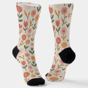 Calcetines florales de tripulación para mujeres li