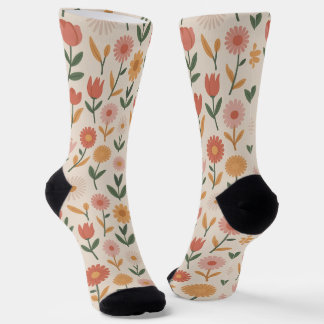 Calcetines florales de tripulación para mujeres li
