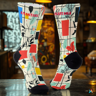 Calcetines florales elegantes con bloques de color