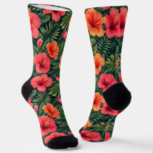 Calcetines Florecimientos Vibrantes de Hibisco Tropical