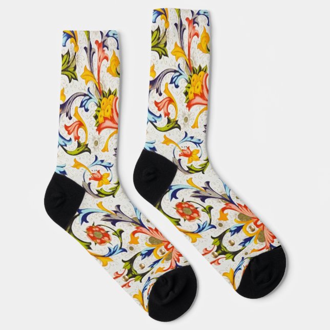CALCETINES FLORENTINE RENAISSANCE FLORAL SWIRLS,FLOWERS  (Derecha)