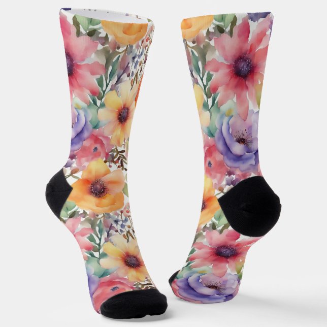 Calcetines Flores acuarelas (Angular)