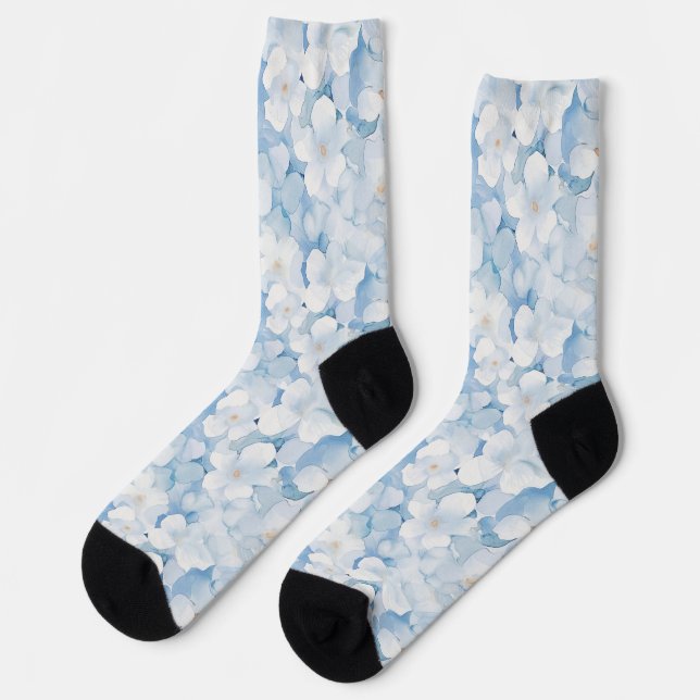 Calcetines Flores Blancas Azules de Santorini (Izquierda)