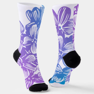 Calcetines Flores Botánicas de Hortensias Azules Purpúreas