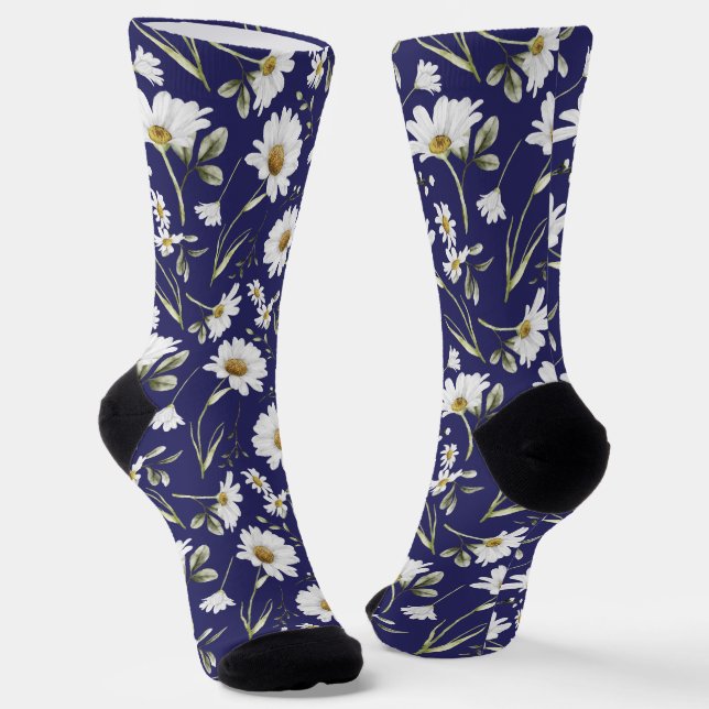 Calcetines Flores de Acuarela Blancas (Angular)