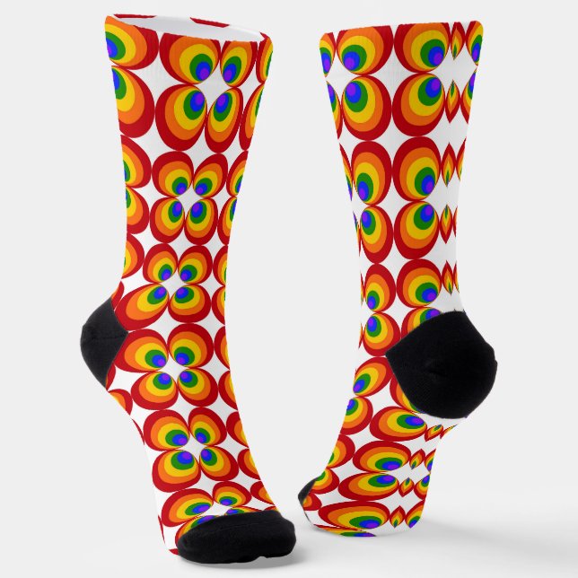Calcetines Flores de arcoiris trippy (Angular)