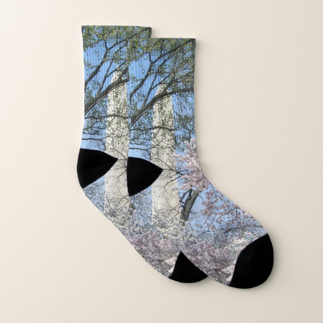 Calcetines Flores de cerezo y el monumento de Washington en D (Par)