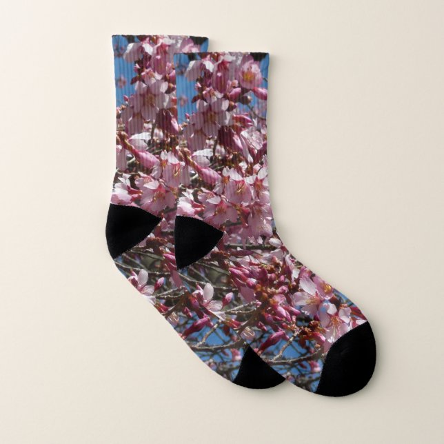Calcetines Flores de cerezo y flor de Blue Sky Spring (Par)